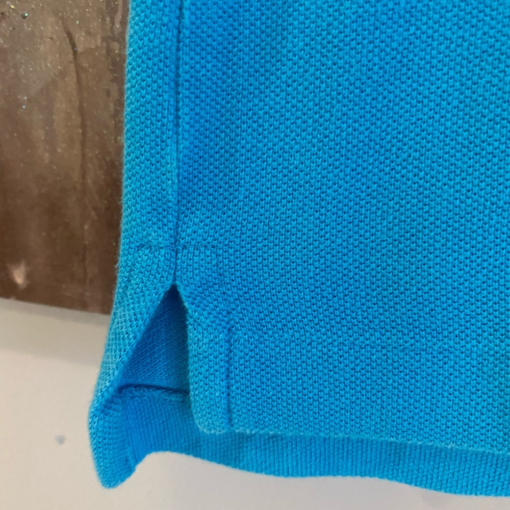 EUC Ralph Lauren Skinny Polo Top Turquoise Yellow Insignia - Picture 5 of 6